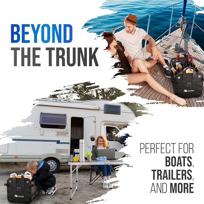 Car Trunk Organizer – Large Collapsible Storage Box with Adjustable Compartments – Heavy-Duty Cargo Organizer for SUV, Truck & Car – Non-Slip Waterproof Trunk Storage Bin for Groceries & Tools