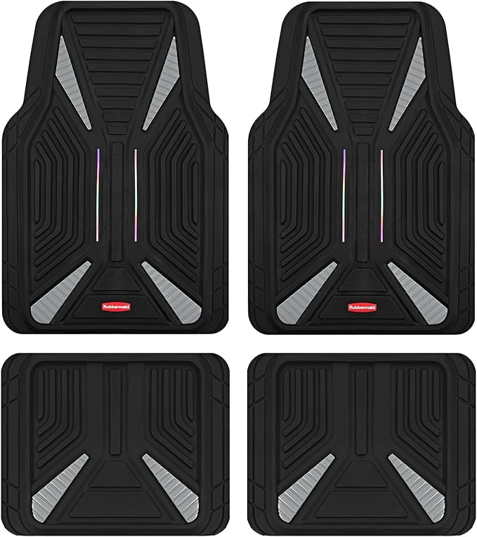 Rubbermaid Full Set Car Mat, Universal Trim-to-Fit Heavy-Duty Car Floor Mats – 4-Piece Set for All Weather Protection – Durable Rubber Mat for Cars, Trucks, SUVs & Vans-Purple