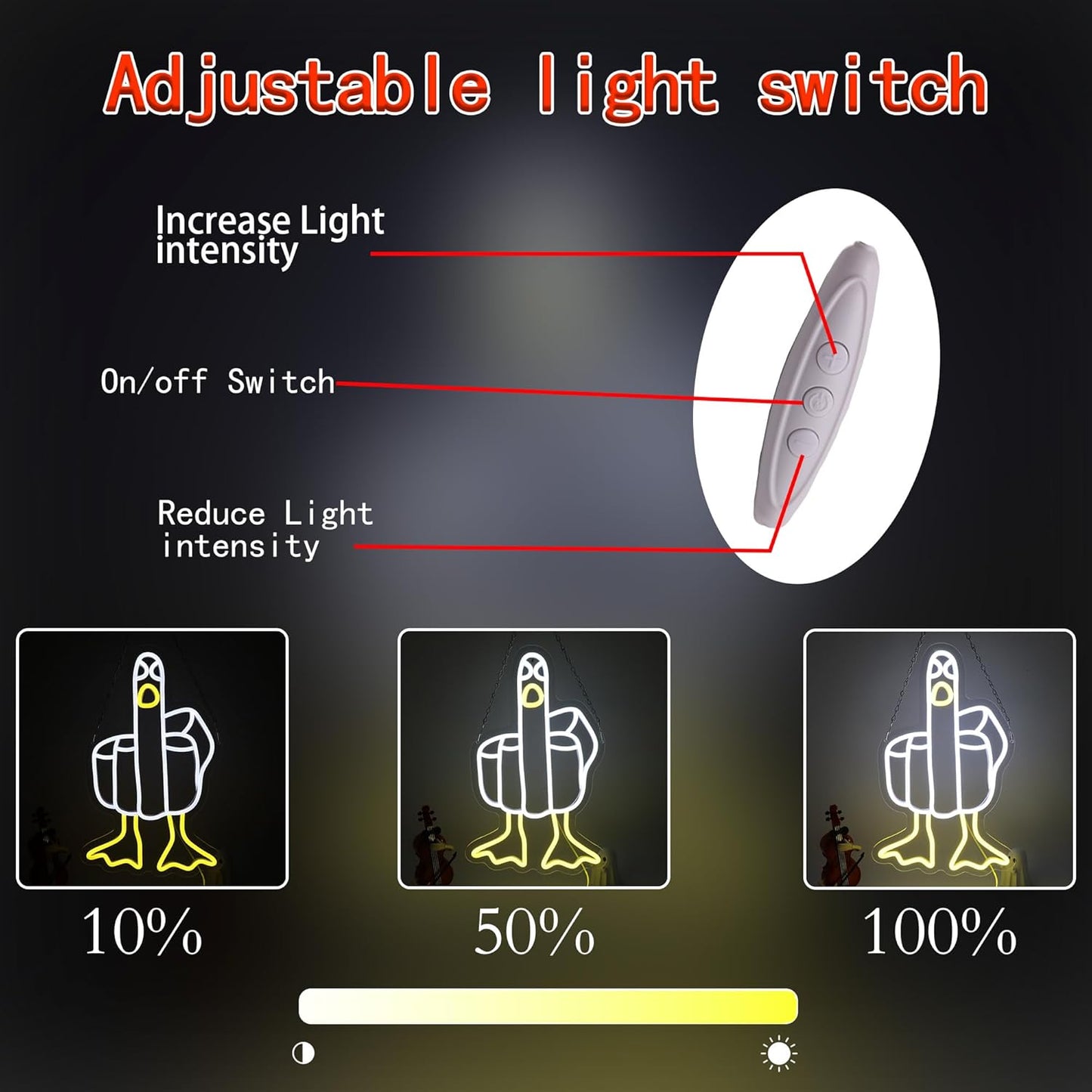 Funny Duck Neon Sign,Cool LED Neon Light Sign for Wall Decor, Aesthetic Cartoon Neon Signs for Bedroom, Game Room, Bar, Man Cave, Studio, Trendy Duck Wall Art with Hand Gesture and Yellow Duck Feet