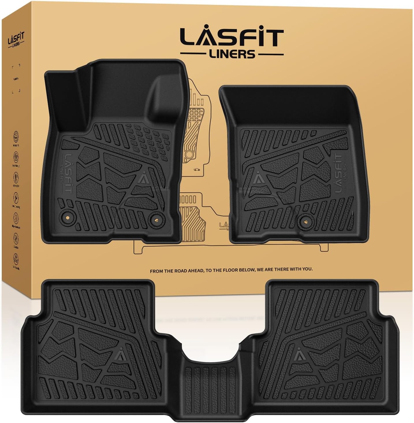 LASFIT Floor Mats for Ford Maverick 2022-2025(for Gasoline Models Only) All Weather Car Floor Pretoctor TPE Truck Liners for Ford Maverick Gas, 1st & 2nd Row Black