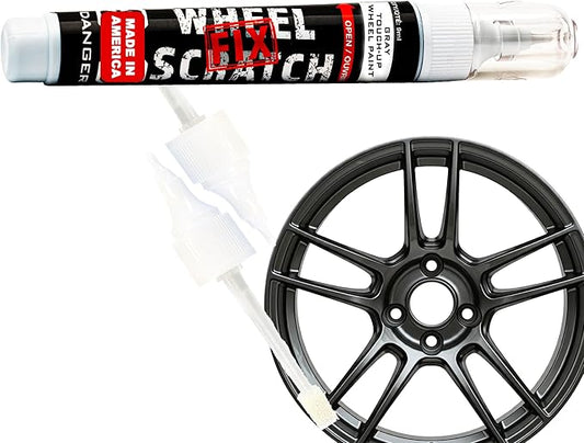 Wheel Scratch Fix® Anthracite Rim Touch Up Paint, Alloy Wheel Scratch Repair, Curb Rash Repair, Wheel Touch Up Paint Pen, Rim Scratch Remover, (Universal Anthracite Wheel Paint (Pen Only))