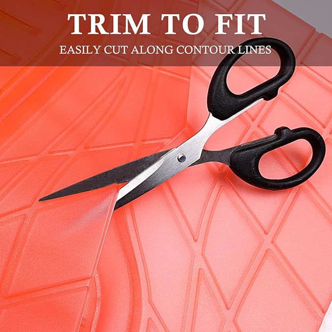 CAR PASS Heavy Duty Rubber Car Mats, Deep-Dish All Weather Car Floor Mats Girly for Women, Universal Trim-to-Fit for SUVs Trucks Sedans, Waterproof Anti-Slip, 3 Pieces Transparent Pink