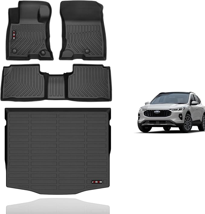 KELCSEECS Floor Mats & Cargo Liner for 2025 2024 2023 2022 2021 2020 Ford Escape Hybrid All Weather Car Mats Automotive Cargo Mat Trunk Mat Ford Escape Floor Mats Accessories