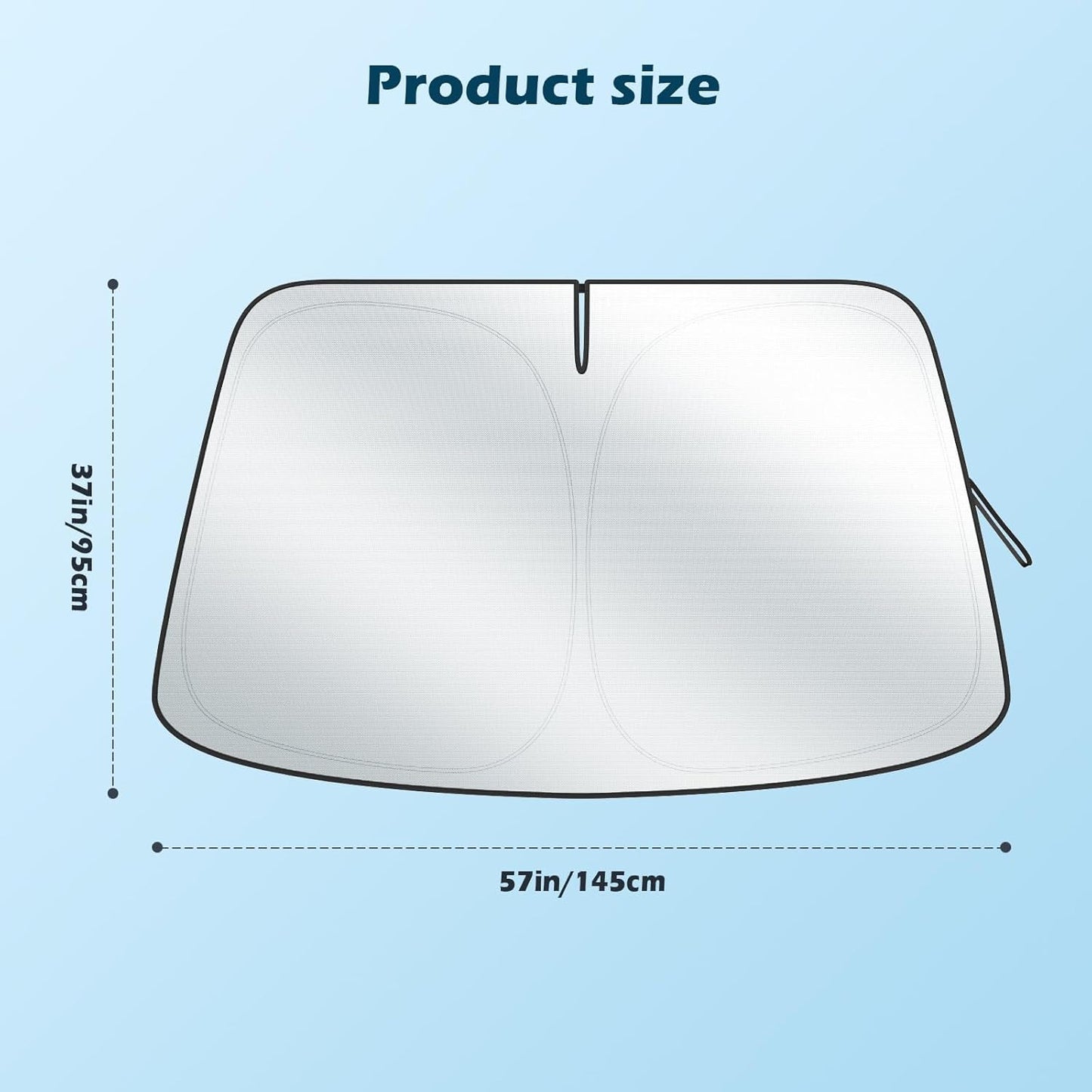 Car Windshield Sun Shade, 300T Thickened Car Window Shades Heat Reflective Interior Cool, Universal Fit for Most Cars SUVs Trucks, Foldable & Portable Design (for Tesla Model 3/Y (57'' × 37''))