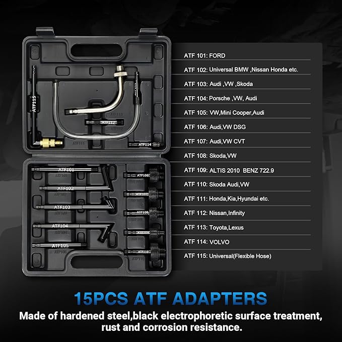 YSTOOL 7.5L Transmission Fluid Pump Manual ATF Refill Fill System Dispenser Hand Pump Kit Portable Automatic Oil Transfer Change Filling Tools with 15PCS ATF Adapters Black Case