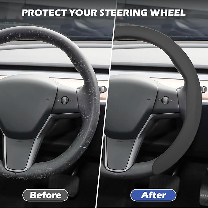 frani Nappa Leather Steering Wheel Cover, Universal 15 Inch Premium Non-Slip Steering Wheel Cover Gray