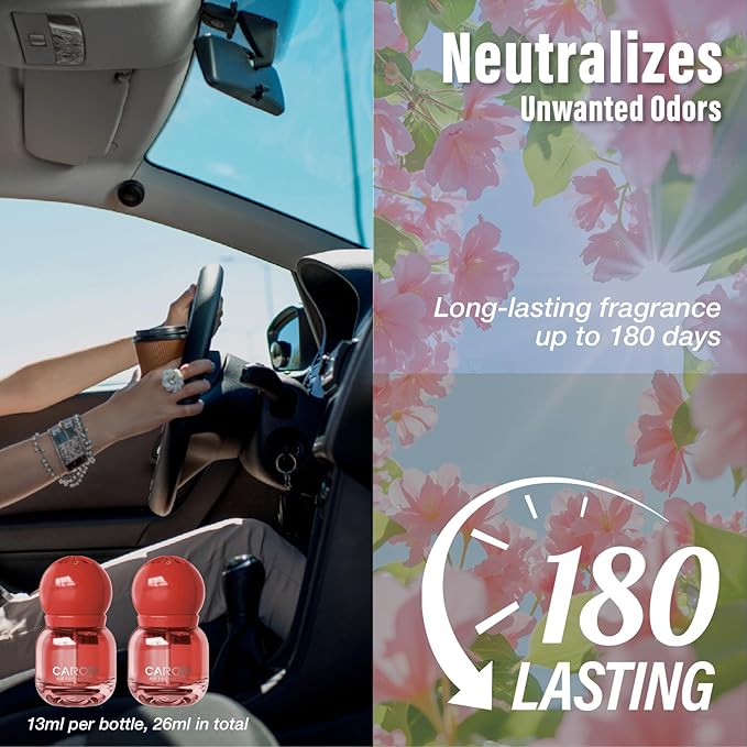 Car Air Freshener Vent Clip, Car Fresheners Long Lasting Scent (13ml x 2 Pack), Up to 180 Days, Air Freshener Deodorizer Odor Eliminator for Auto - Watermelon Candy Scented