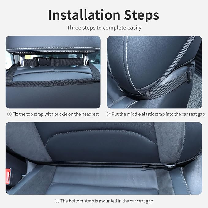 Kick Mat Back Seat Protector Waterproof Leather Car Seat Back Organizers Cover with 3 Storage Pockets for Kids Pets SUV Sedan Minivan Truck Car Travel Accessories (Black 2-Pack)