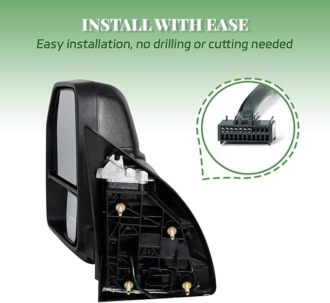 PZ Towing Mirrors Driver & Passenger Pair Set For 08-16 F250/F350/F450/F550 Super Duty Black Cap Power Heated With Smoke Signal Light