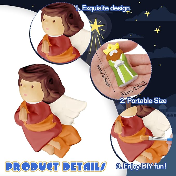 TecUnite 28 Pcs Ceramic to Paint Christmas Ornament Crafts Adults Unpainted DIY Ceramic Figurines Decorate and Paint Your Own Ornaments Kits DIY Craft Xmas Holiday Activities(Religious)