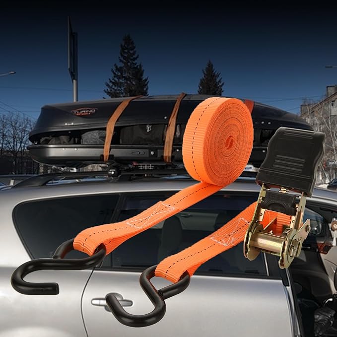 Ratchet Straps, 6Pack 20Ft Ratchet Tie Down Straps, 1700 LB Break Strength Ratchet Tie Down Straps with Safety Lock S Hooks & Soft Loops for Moving Cargo, Motorcycle, Appliances, Lawn Equipment