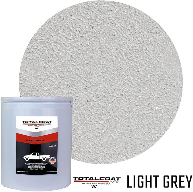 Roll On Truck Bed Liner Paint; Heavy Duty Coating Protection for Box Trucks, Pickups, Cargo Vans (1 Gallon Kit, Light Grey)