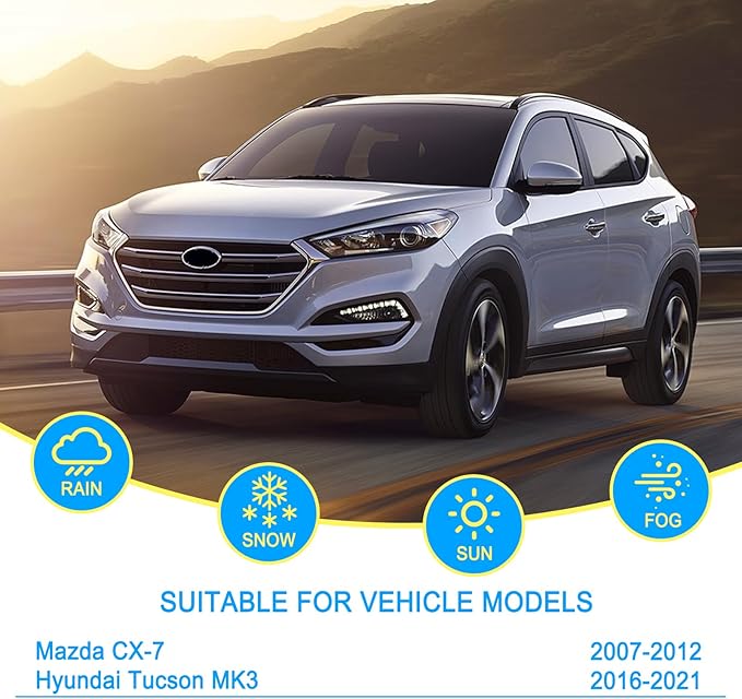 CJPPPZIW® Windshield Wipers-26"+16"+14" Replacement for 2016-2021 Hyundai Tucson MK3/2007-2012 Mazda CX-7 CX7 Premium All-Season Front and Rear Wiper Blades,Original Factory Quality(Pack of 3)