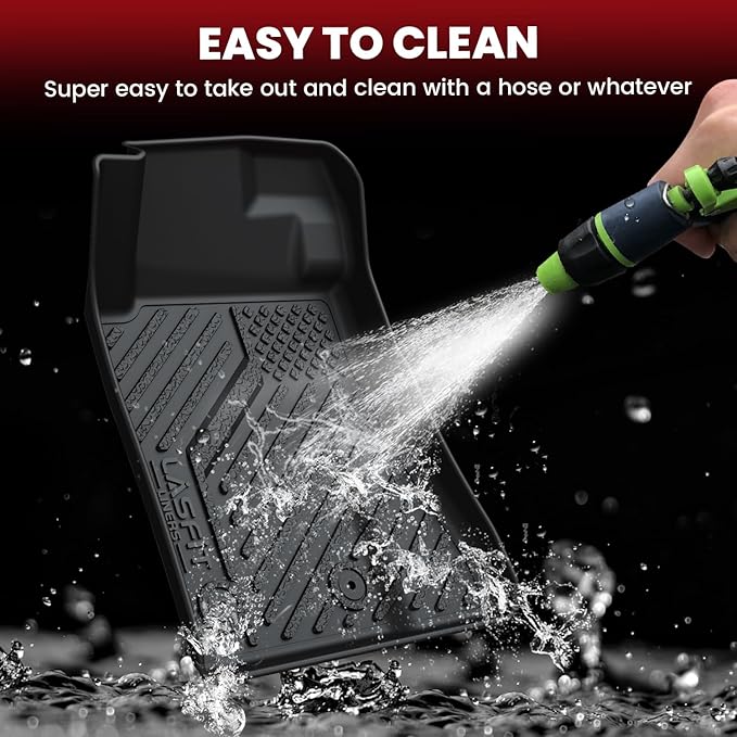 LASFIT Floor Mats for Ford Mustang 2015-2025 2026 All Weather Protector TPE Car Floor Liners, 1st & 2nd Row, 4pcs Black