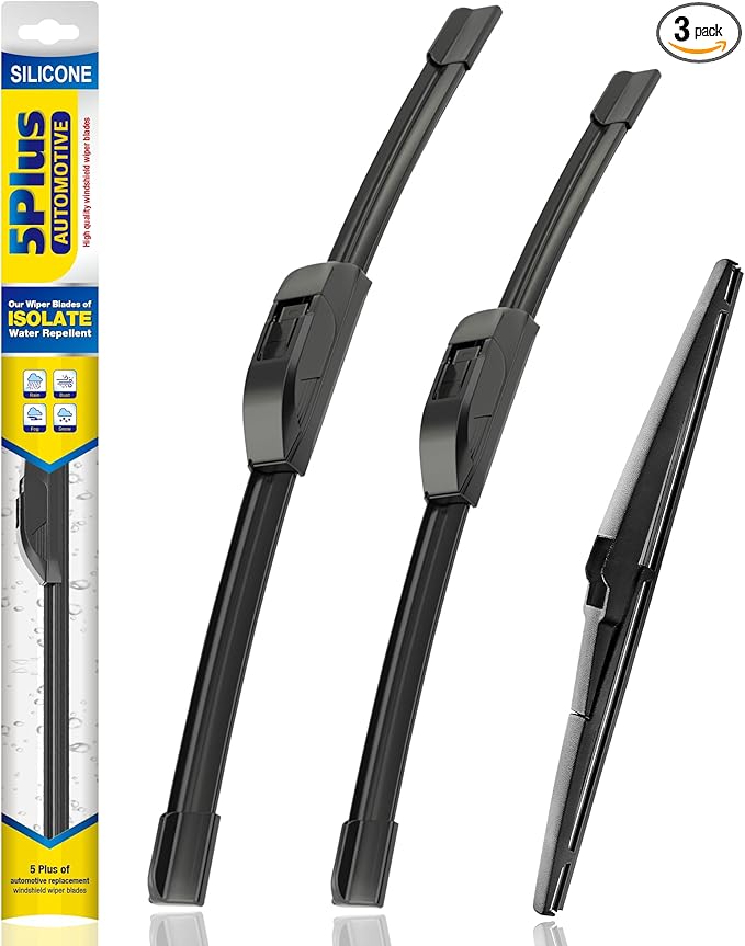 5 PLUS® Silicone Windshield Wipers Replacement for 2006 2007 2008 2009 2010 2011 2012 Toyota Rav4 Wiper Blades(Set of 3),Automotive Replacement Windshield Wiper Blades For My Car-24"/17"/12"