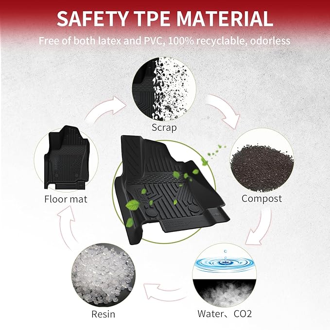 LASFIT Front Mats Fit for Tacoma 2024-2026 (Only Fit Auto Tran), Custom Fit All Weather Protection Durable TPE Floor Liners for 2024 2025 2026 Tacoma Accessories Front Row Car Mats, Black