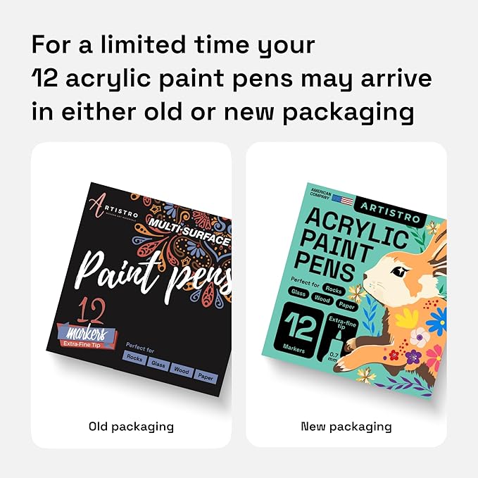 ARTISTRO 12 Acrylic Paint Pens, Fabric Markers for Textile, Rock, Glass, Wood, Paper, Ceramic, Canvas DIY Art Supplies Kit, Drawing Markers for Kids and Adults (Extra Fine Tip)