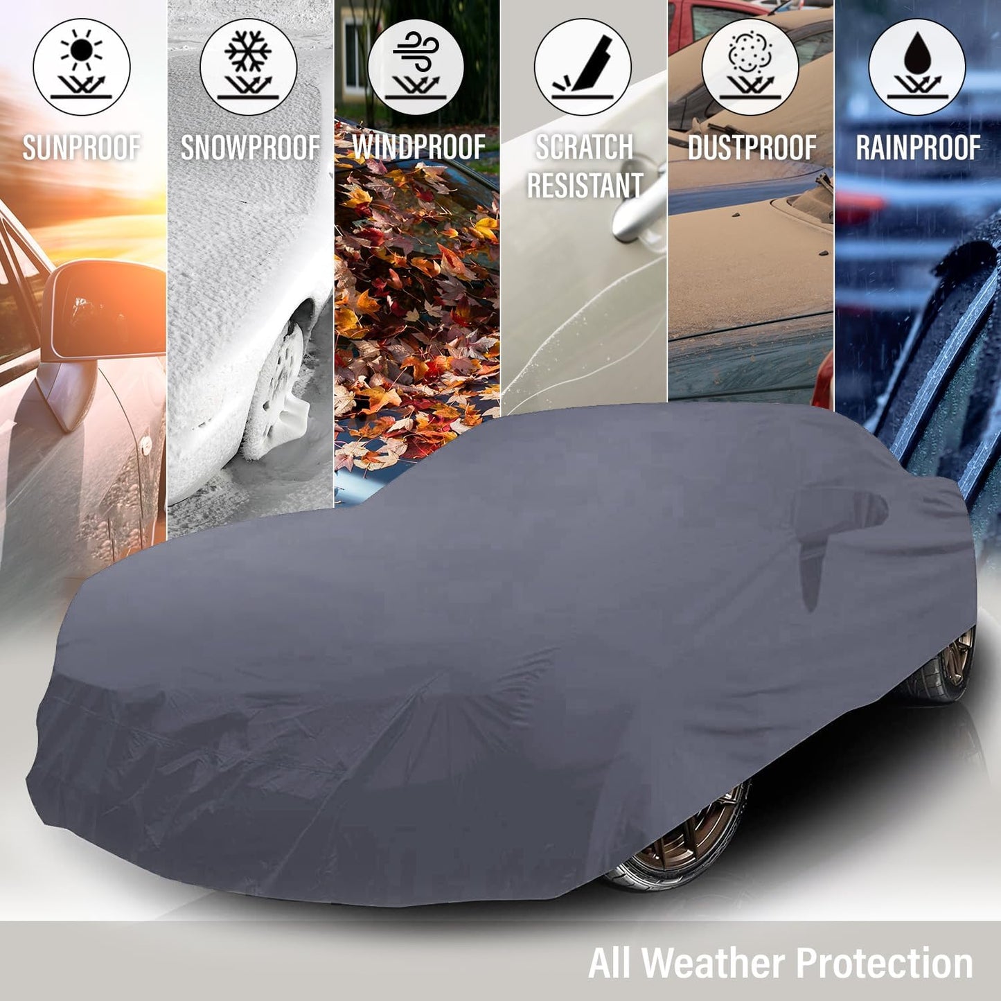 Supreme Full Car Cover – for Pontiac Fiero 1985-1988 Coupe 2-Door Semi Custom Fit Waterproof Full Coverage All Weather Windproof Dust Proof Indoor Outdoor Automobile