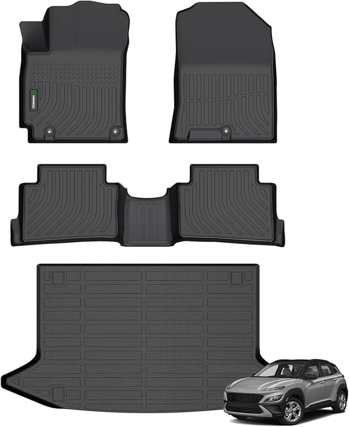 ANBINGO®Floor Mats Fit for Hyundai Kona 2018-2023 (No for EV)&Cargo LinerAll Weather Mats for 2019 Kona TPE Car Mat Rugs for 2020 Kona Rubber Trunk Carpet for 2021 Kona Automotive