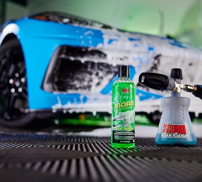 Stoner Car Care 91604 16-Ounce Mother of All Bubbles M.O.A.B. High Foaming Car Wash for Foam Cannons, Foam Guns, or Bucket Washes, Safe on Car Wax and Sealant Coatings, Green Apple Scent, Pack of 2