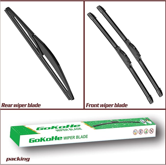 Front and Rear Windshield Wipers (pack of 3pcs) for 2001-2006 BMW Mini Cooper R53 R50 2007-2012 R56 2016-2022 F55 F56 Replacement For 18" + 19" Front Windscreen wiper and 10" Rear Wiper Blade