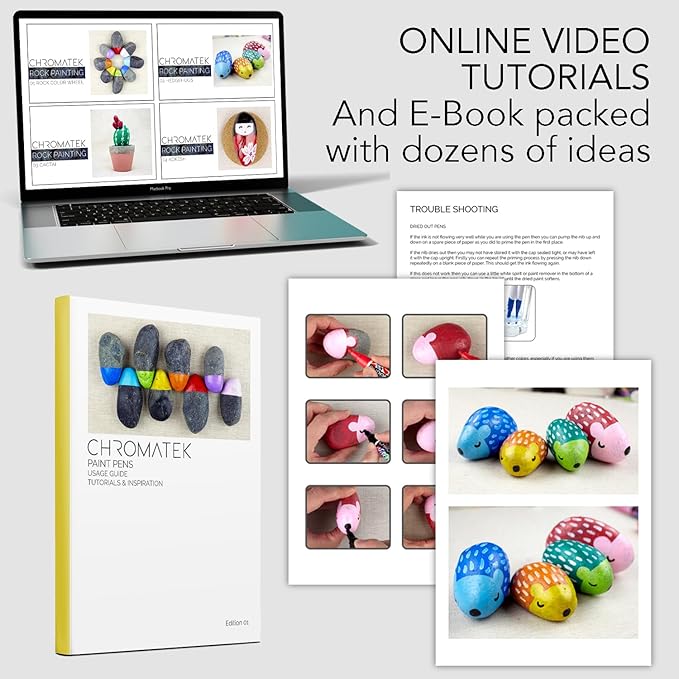 CHROMATEK Dual Tip Acrylic Paint Markers - 30 Colors Premium Paint Pens for Canvas, Rock Painting, Glass, Wood, Ceramic, DIY Crafts Art Supplies - Waterproof, Quick Drying with Video Tutorials & Ebook