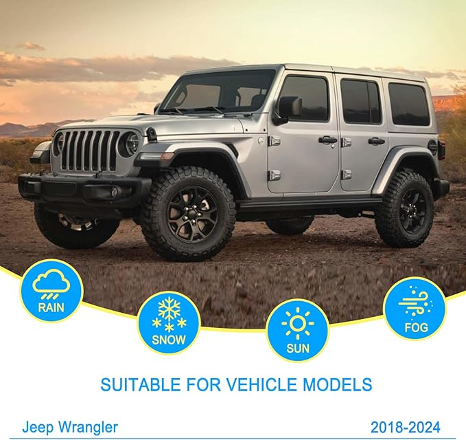 CJPPPZIW® Windshield Wipers-16"+16"+12" Replacement for 2018 2019 2020 2021 2022 2023 2024 Jeep Wrangler Premium All-Season Front and Rear Wiper Blades,Original Factory Quality(Pack of 3)