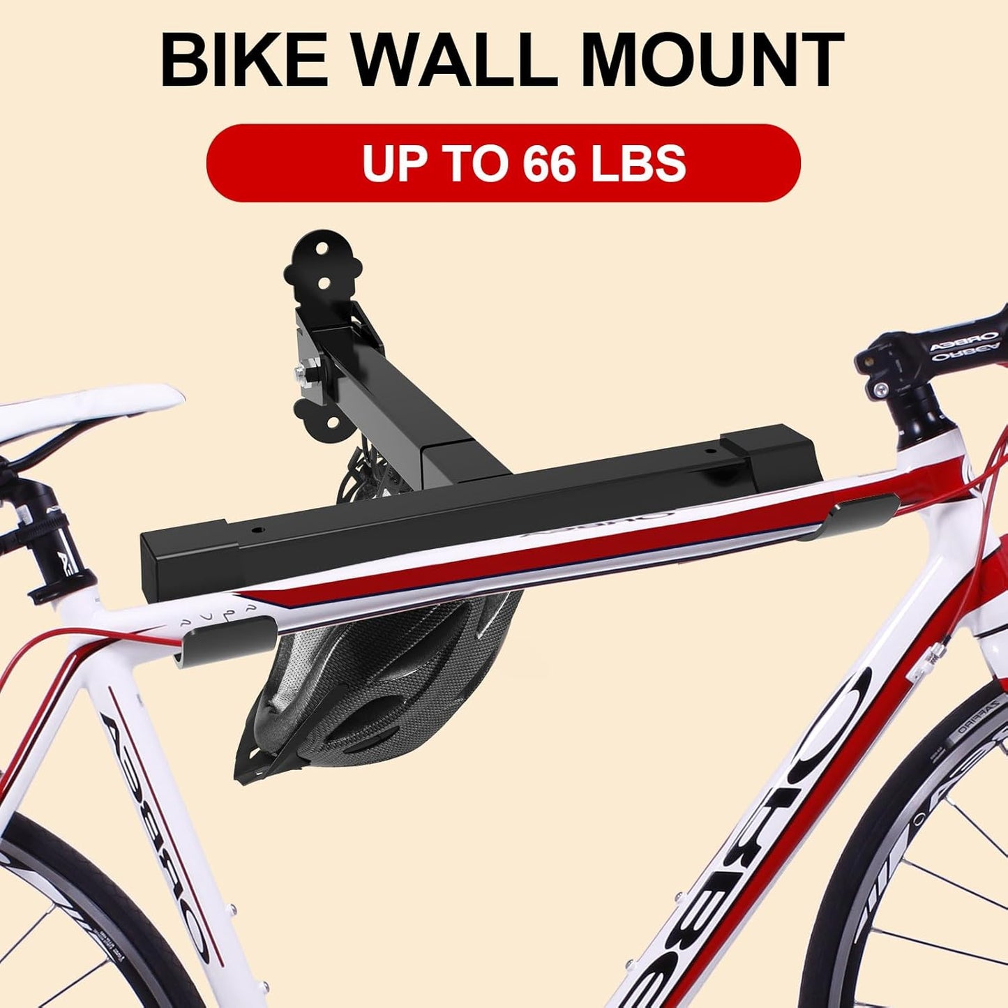 Bike Wall Mount,Horizontal Bicycle Indoor Storage Rack Foldable and Extendable Garage Bike Hanger for Road, Mountain and Hybrid Bikes