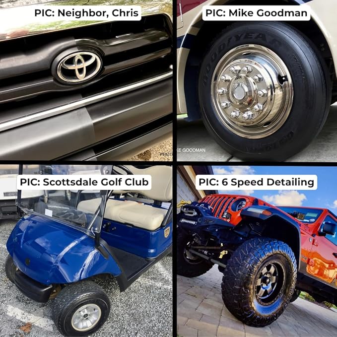 RENEW PROTECT - BLAK+GLOZ, Super Shine Combo - Acrylic Ceramic-Hybrid Protectant, Tire & Trim Restorer, Gloss to Mirror-Shine, RVs- Golf Cart- and Motorcycle-Safe, Wash-Proof, 5 min Dry-Seal 6.8oz