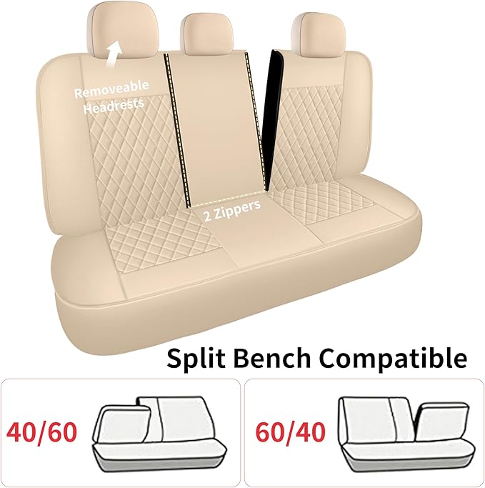 Seat Covers for Cars,Breathable and Waterproof Car Seat Covers,Premium Automotive Airbag Compatible Universal Fit for Cars Sedans SUVs Vans and Trucks(Full Seat,Beige,N1)