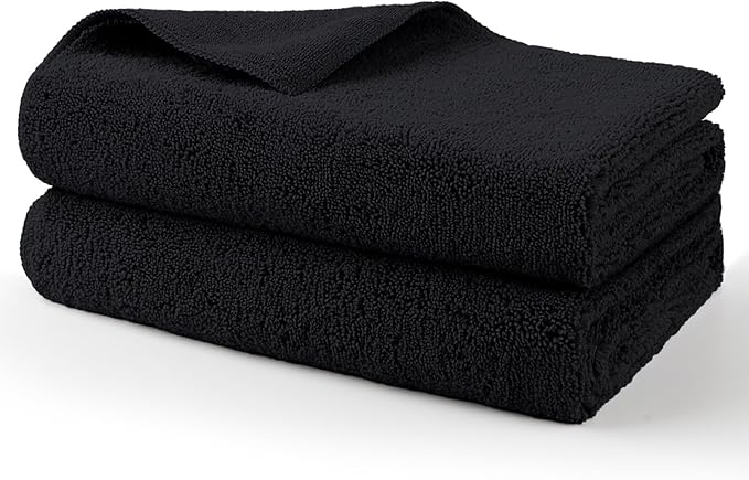 HOMEXCEL Professional Large Microfiber Car Drying Towels 2 Pack, Lint Free, Scratch Free, Highly Absorbent Drying Towel for Cars, SUVs, RVs, Trucks, and Boats,31" x 24", Black