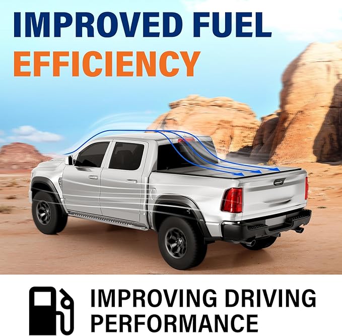 FRP Hard Tri-fold Tonneau Cover Fold Truck Bed Covers Compatible with 2009-2026 Dodge Ram 1500 & 2500 5' 7" Bed Without Ram Box (67.4")