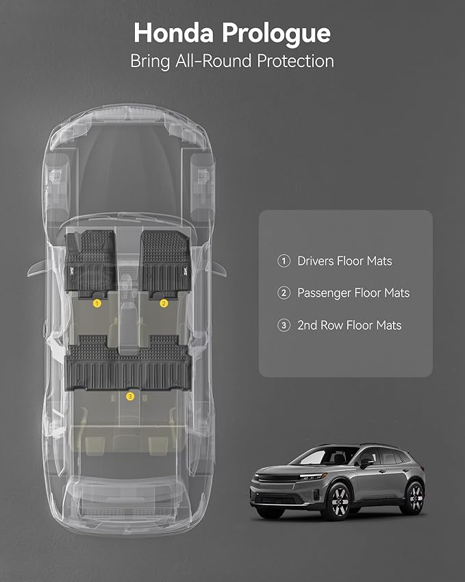 Floor Mats for Honda Prologue/Chevrolet Blazer EV 2026-2024 & Cadillac Lyriq 2026-2023 All Weather TPE Custom Fit Floor Liners Cover Protector for Honda Prologue Accessories, Black