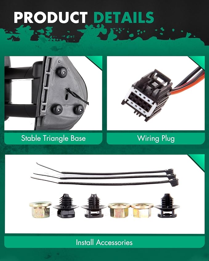 SCITOO Tow Mirrors Compatible with for 2007-2014 For Chevy For GMC 1500/2500 HD/3500 HD(07 New Body Only) Pickup Truck Power Adjusted Heated Turn Signal Light Black Towing Mirrors LH RH