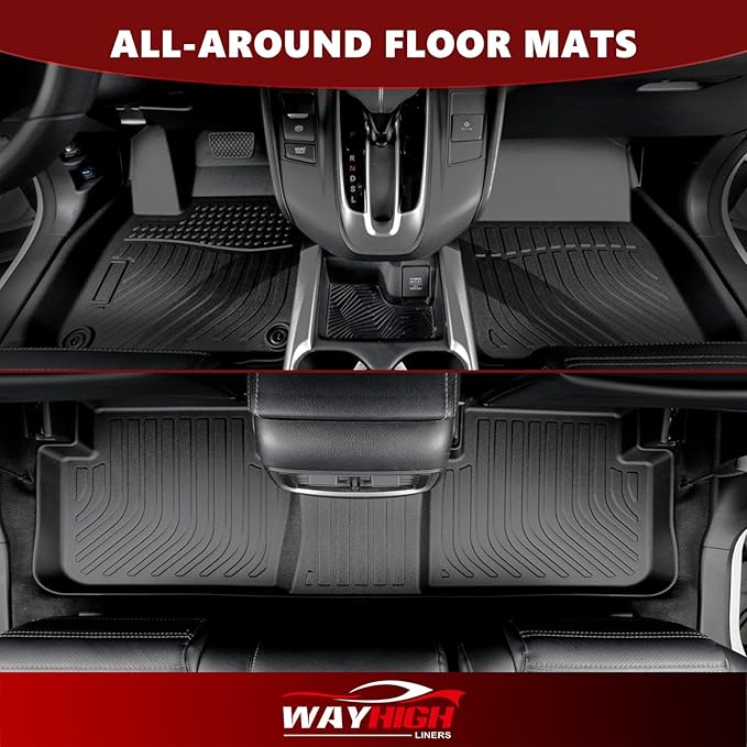 Wayhigh-All Weather Floor Mats for 2015-2020 Chevy Suburban & GMC Yukon XL（Only Fit 8 Seats） (with 2nd Row Bench Seat) Trunk Mat with Backrest Mat Waterproof Duty Rubber Cargo Liners Accessories
