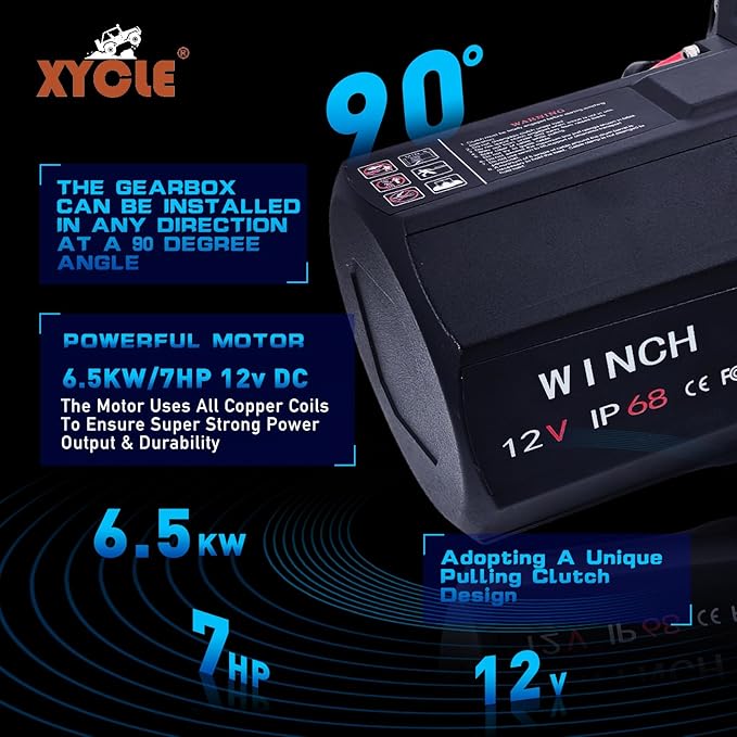 13500lbs Electric Winch 12V IP68waterproof Off-Road Vehicle Rescue winchs with2wireless Remote Controls and1/2"Synthetic Rope Suitable for Towing SUVs,Loggers,Trucks,Trailers,Jeeps,4WD(Black)