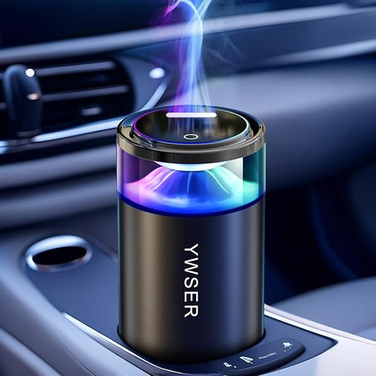 2025 Upgraded Smart Car Air Freshener Diffuser, New Car Smell Air Freshener Long Lasting, Auto On/Off,Car Scent with 8 Ambient Lights, Car Diffusers for Essential Oil (Snow Mountain)