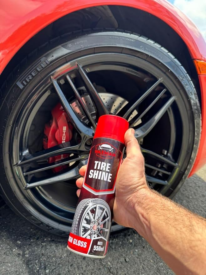 Tire Shine Spray – Long-Lasting, Hydrophobic, Non-Greasy Tire Dressing – Deep Wet Look – Safe for Cars, Trucks, Motorcycles, RVs – 18.6 fl oz