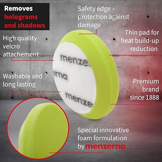 MENZERNA 3.5 Inch 2X Premium Polishing Pads Finish I High Shine Finishing Buffer Pad I Body Repair Buffing & Polishing I with Safety Edge, Velcro Attachment I Washable & Long Lasting