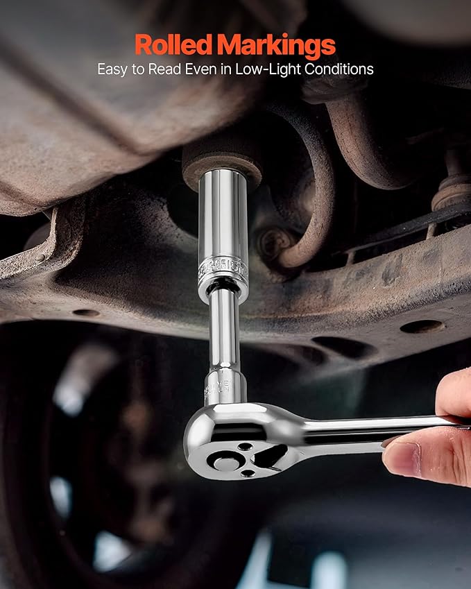 VEVOR Socket Set, 76 Pieces, 3/8 inch Drive Socket and Ratchet Set, SAE and Metric, Deep and Shallow, Mechanic Tool Kit with Accessories and Storage Case, CR-V Alloy Steel, for Automotive Repair