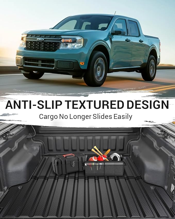 Ecarzo Truck Bed Mat Compatible with 2025 2024 2023 2022 Ford Maverick Accessories 4.5FT, All-Weather Protection TPE Cargo Liner with Heavy Duty Non-Slip Surface, Durable Pickup Car Bed Cargo Mat