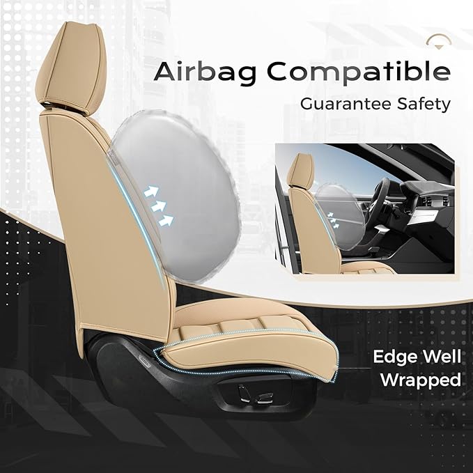 Coverado Car Seat Covers, Front Covers for Cars, Car Seat Cover Front Seats, Automotive Seat Cover, Waterproof, Leather Car Seat Cushion, Universal Interior Seat Protectors for Most Cars