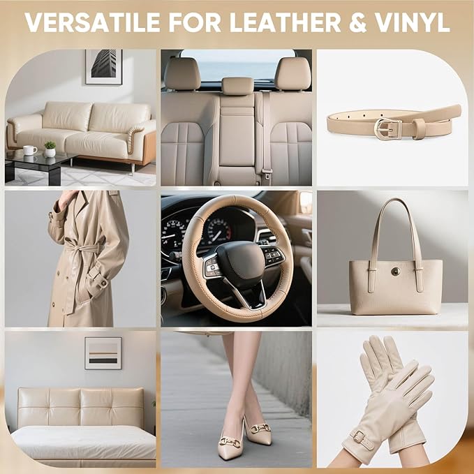 Leather Recoloring Balm - Scratch Repair & Color Restore Kit for Faded Leather, Couch & Car Seats - 10OZ Restorer Balm for Furniture, Auto Interior, Vinyl, Accessories (Beige)