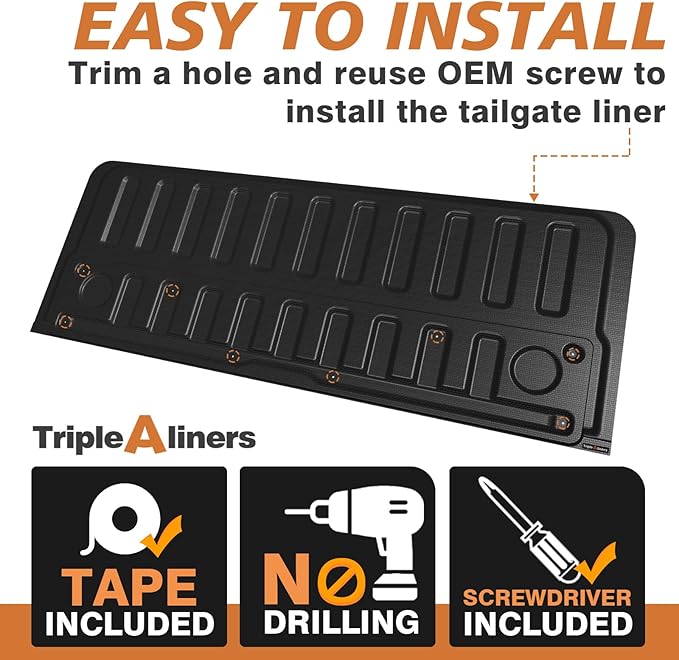 TripleAliners Tailgate Mat for 2019-2025 2026 Dodge Ram 1500 Power Tailgate-Release&Standard Tailgate Accessories Liner Protector TPE Custom Fit (Won't Fit Classic/Multifunction/Power Tailgate)