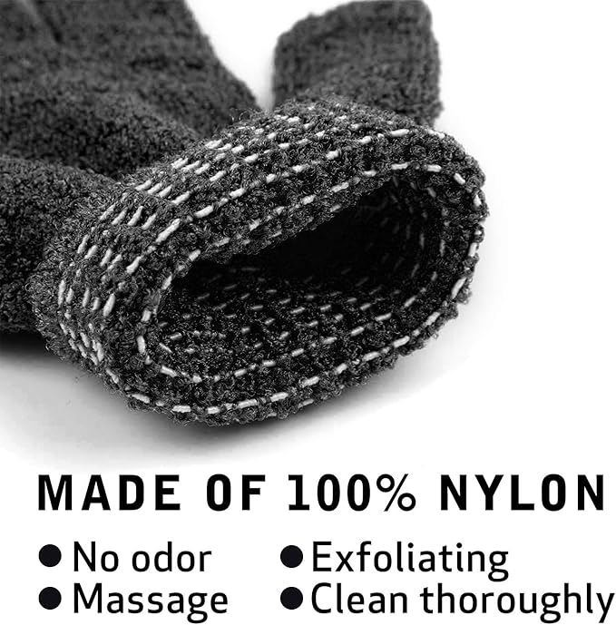 10Pairs Exfoliating Gloves - Premium Black Double Sided Scrub Wash Mitt for Bath or Shower - Luxury Spa Exfoliation Accessories for Beauty Spa Dead Skin Cell Remover, Suitable for Men and Women