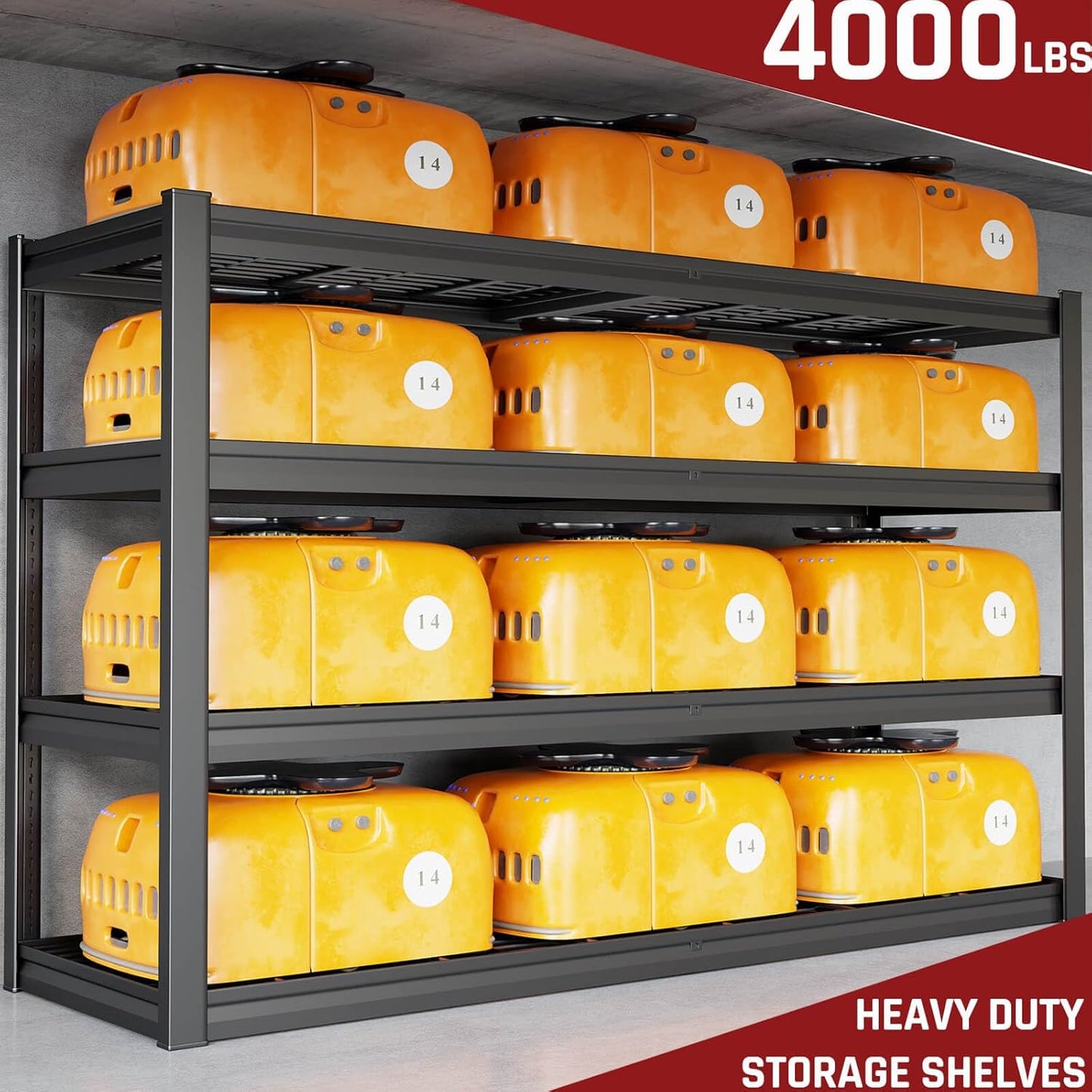 67" Wide Garage Shelving Unit, 30" D Heavy Duty Garage Storage Shelves,3500 LBS Capacity, Industrial Adjustable Shelves for Basement Warehouse, 2 Pack