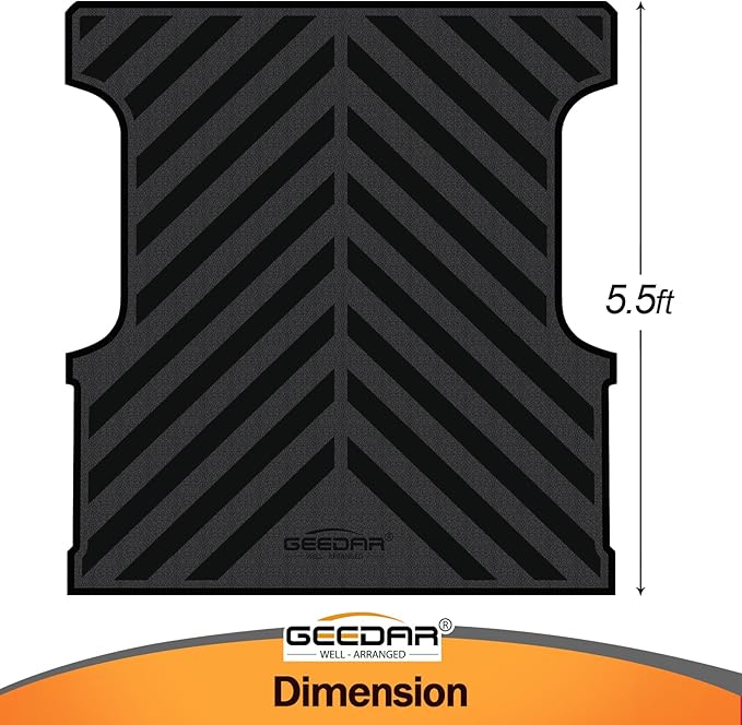 GEEDAR Heavy Duty Rubber Bed Mat for Toyota Tundra 5.5 ft Bed Liner, 2022 2023 2024 2025 Tundra Bed Mat, All Weather 5.5 ft Bed Mat for Toyouta Tundra Accessories, Black