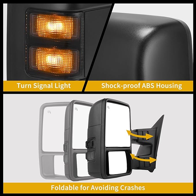 DWVO Towing Mirror fit 1999 2000 2001 2002 2003 2004 2005 2006 2007 F250/F350/F450/F550 Super Duty, 01-05 Excursion, Left Driver Side Mirror Tow Mirror with Power Adjusted Heated