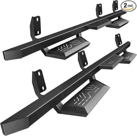 PZ Running Boards Compatible with 1999-2016 Ford F250 F350 Super Duty Crew Cab, Drop Side Steps Black Heavy Duty Carbon Steel Rails Nerf Bars