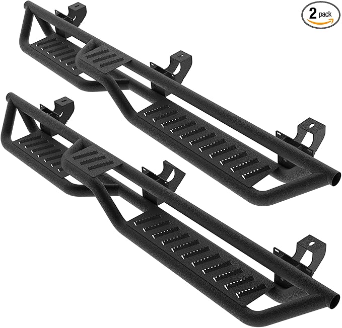 Running Boards Compatible with Chevy Colorado GMC Canyon 2015-2025 Crew Cab Two Stairs Offroad Heavy-Duty Steel Rock Sliders Step Bars Nerf Bars fit for 2015-2025 Chevrolet GMC Canyon CrewCab